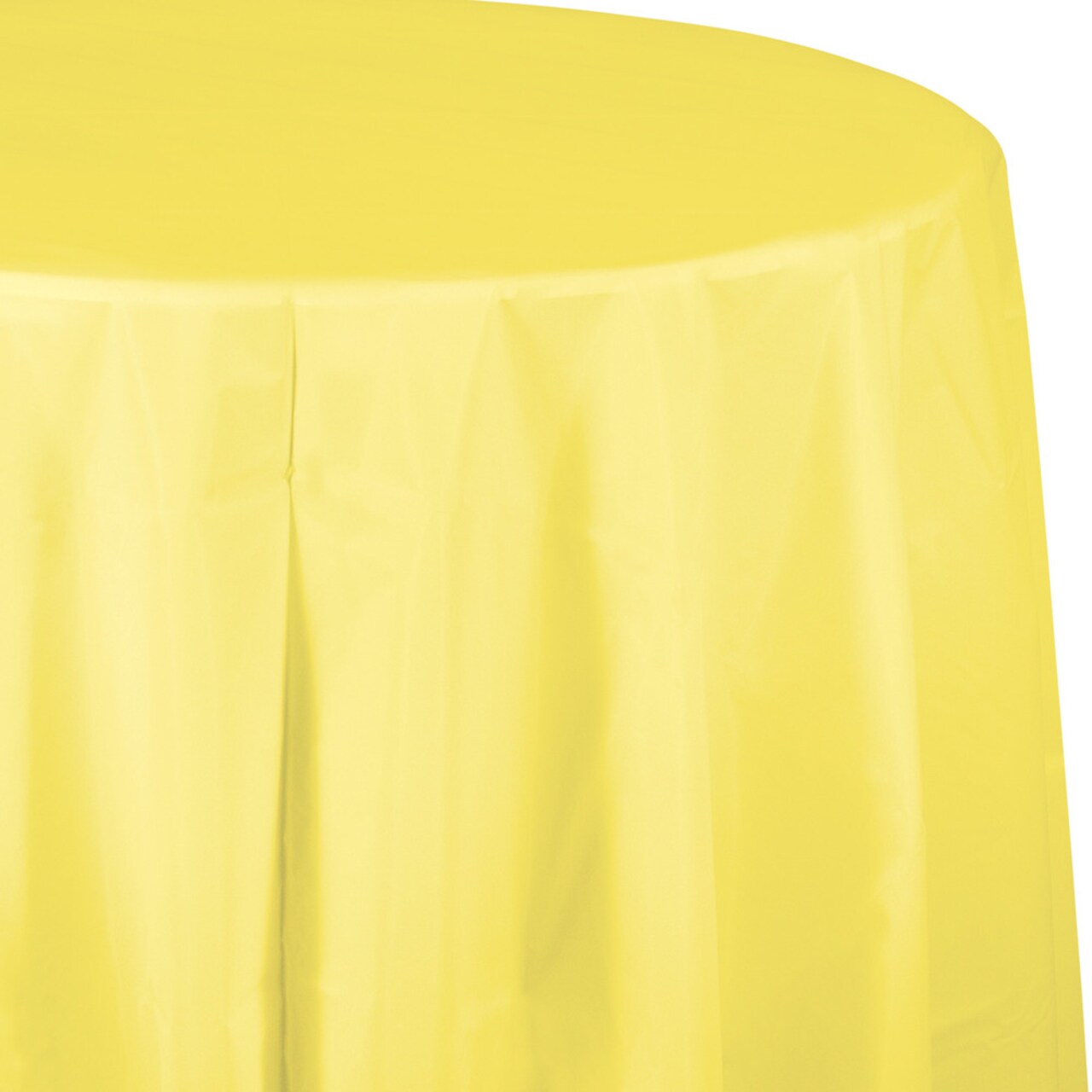 Party Central Round Disposable Party Table Covers - 82" - Mimosa Yellow - Club Pack of 12
